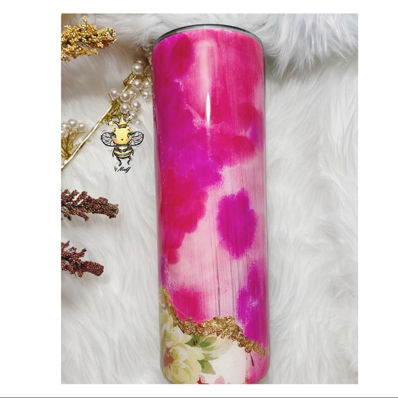 Breast Cancer Awareness Pink and Black Custom Glitter Tumbler 20oz - Picture 6 of 16